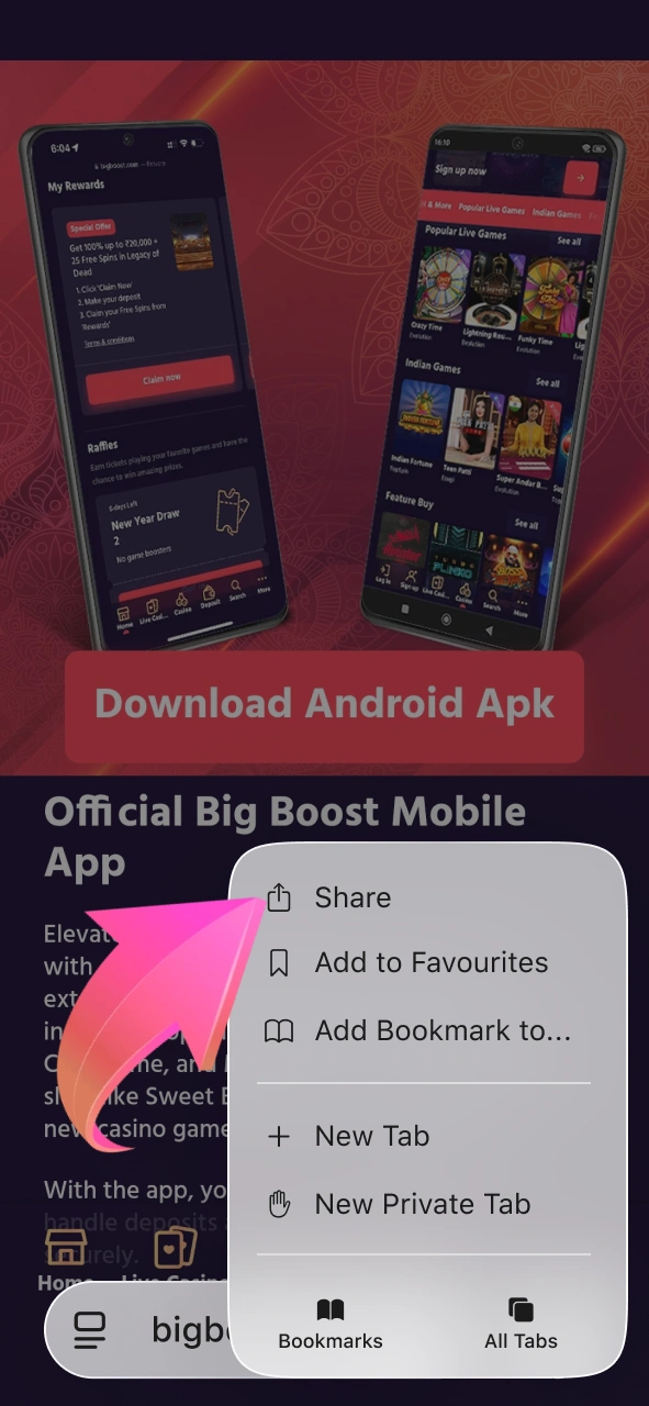 Click the button to begin setting up the Big Boost app on your iPhone.